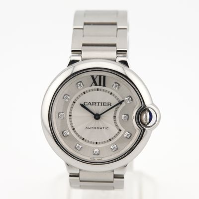Montre pour femme Cartier Ballon de Carton avec lunette sertie de diamants