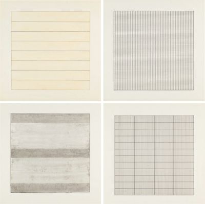 four squares of graph on paper, each with different lines
