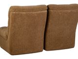 the back of a pair of brown couches on a white background