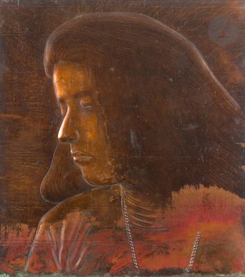 une image représentant un tableau où l'on voit une femme portant un collier autour du cou