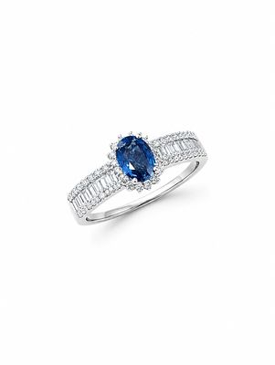 une bague en saphir bleu et diamant