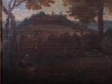 a picture of a painting on a wall with a picture of a man in a boat