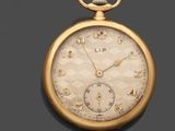une montre de poche en or 18 carats avec des chiffres romains et des chiffres romains