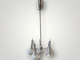 a chandelier with five lights hanging from the ceiling
