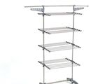an image of a clothes drying rack on wheels