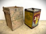 two wooden boxes sitting next to each other on the floor