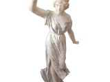 marble statue of a woman with a raised arm