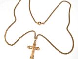 gold plated cross pendant necklace with chain