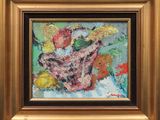 an image of a painting of flowers in a vase on a table