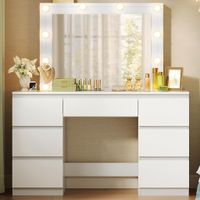 Une coiffeuse WOLTU avec miroir LED, table à maquillage et t…