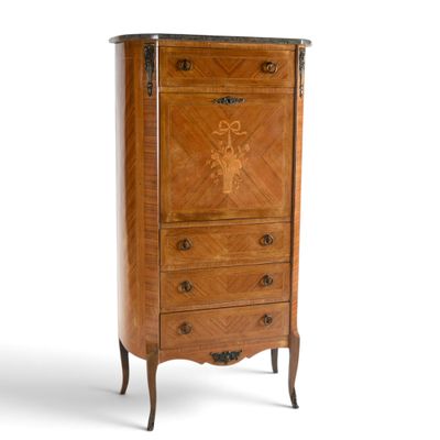an image of a tall wooden cabinet with drawers