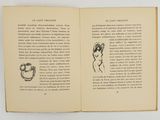 an open book with a drawing of a dog and a cat on it