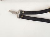a black leash with a silver buckle on it