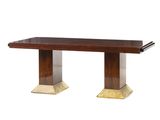 une image représentant une table en bois avec deux pieds en métal