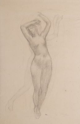 un dessin représentant une femme debout devant un mur blanc