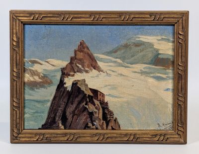 une image représentant un tableau d'une montagne enneigée