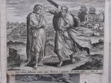 a drawing of a man carrying a cross on a stick