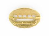 an image of a close up of a gold buckle on a white background