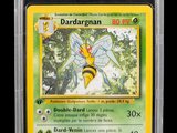 a close up of a pokemon card with a bee on it