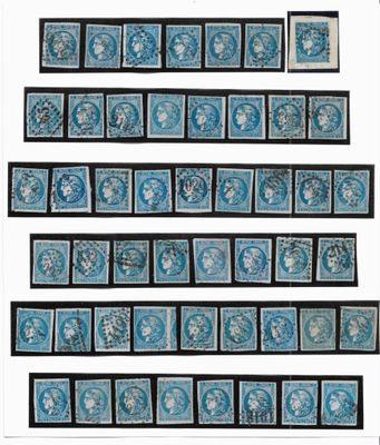 une série de timbres bleus et noirs représentant une femme
