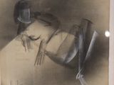 a picture of a drawing of a man laying on a bed