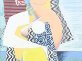 une peinture représentant une femme assise sur une chaise