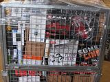 a metal cart with a lot of items in it