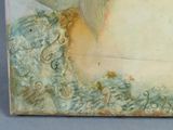 a picture of a painting of a woman with a bird on her shoulder