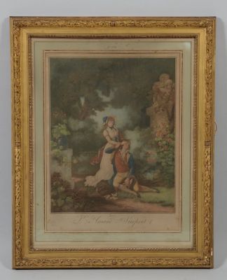 une vieille photo représentant une femme et un enfant dans un décor boisé