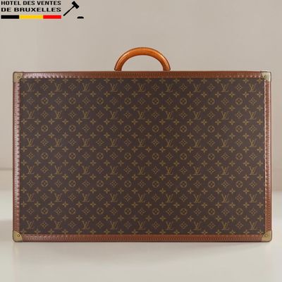 Valise Louis Vuitton en toile Monogram avec poignée en bois