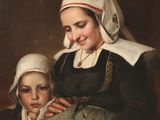 une image représentant un tableau où l'on voit une femme et un enfant en train de lire un livre