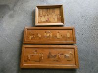 Ensemble de panneaux marquetés, gravés et peints, dont paire…