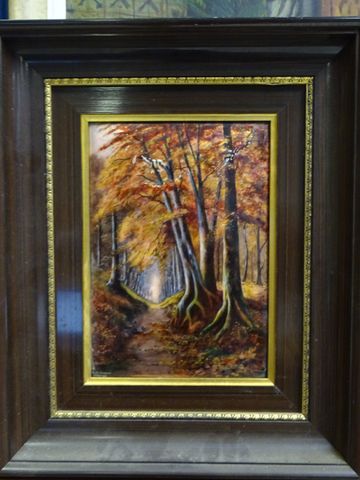 BETOURNE : émail de Limoges « sous-bois » 27x19