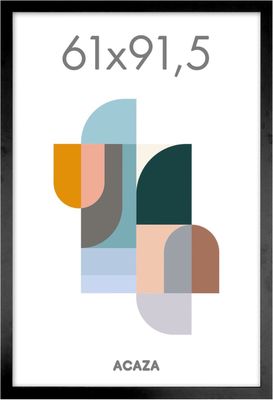 une affiche encadrée présentant un motif géométrique, dans un cadre noir
