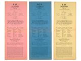 three pamphlets of various types of baseball cards on a white background