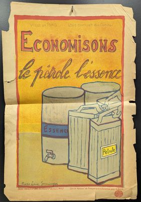 un vieux journal sur lequel figurent le dessin d'une poubelle et une poubelle
