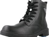 des bottes en cuir noir avec des lacets sur le côté