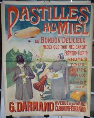 affiche publicitaire pour les pastilles Anniels en français, représentant un homme et une femme