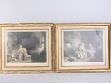 two framed pictures of a couple of people sitting on a couch