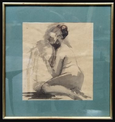 tableau représentant une femme assise sur une chaise, les jambes croisées