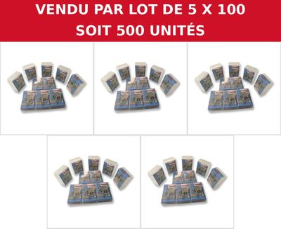 six lots de 5 x 100 unités souples, soit 500 unités au total