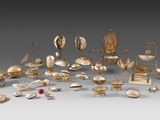 un assortiment d'objets en argent et en or, y compris un carrosse et d'autres articles