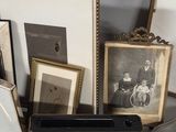 a table with a bunch of pictures on it