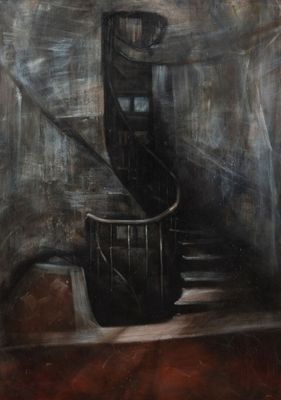 Pierre LAFFILLÉ (1938-2011). Composition à l'escalier Huile … - Photo 1