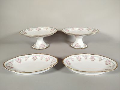 LIMOGES - S & S : paire de compotiers et deux plats ovales e…
