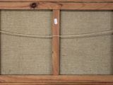 a picture of an old wooden frame with a rope on it