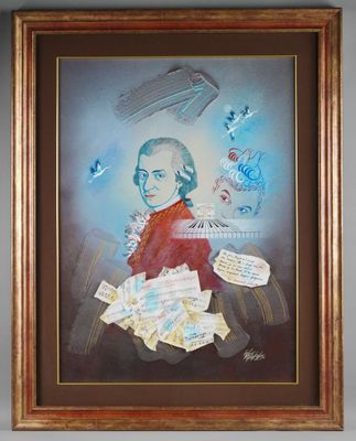 painting of a man in a red coat holding a bunch of papers