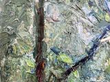 a painting of a tree in the middle of a forest