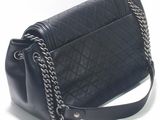 chanel black quilted leather shoulder bag with chain strap