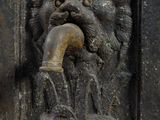 a close up of a door handle with a lion head on it